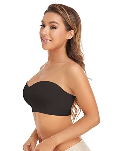 Image of Lusait Strapless Bra for Women Non-Slip Silicone Padded Bandeau Bra Wireless Tube Top Bralette