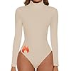 SHAPERIN Body Thermique Femme Col Roulé Manches Longues Bodys Élégant Bodysuit Top Turtle Neck Long Sleeve Abricot-Thermique S
