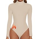 SHAPERIN Body Termico Donna Collo Alto Manica Lunga Aderente Bodysuits Tops Turtle Neck Body Suit Elegante Albicocca-Termico S