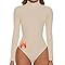 SHAPERIN Body Thermique Femme Col Roulé Manches Longues Bodys Élégant Bodysuit Top Turtle Neck Long Sleeve Abricot-Thermique S