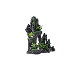 Large Fish Tank Decorations - Mountain View Aquarium Ornament with Tree House Cave Bridge,Resin, 10.24x9.45x5.12 inches, C - Image 4