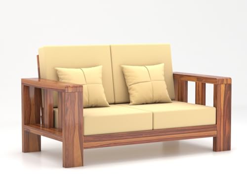 Image of Sheesham Wooden 6 Seater Sofa Set for Living Room | Solid Wood Sofa | Rosewood Sofa Set for Home & Office | Lounge (Natural, 3+2+1 Seater)