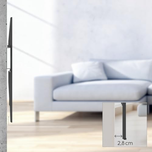 Hama TV Wandhalterung neigbar, Slim (TV Wandhalterung 37-120 Zoll, VESA 50x50 bis VESA 1100x600, bis 100kg, geringer Wandabstand, mit Fischer-Dübeln & Bohrschablone) schwarz – Bild 5