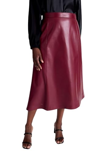 Jessica London Women's Plus Size Faux Leather Midi Skirt