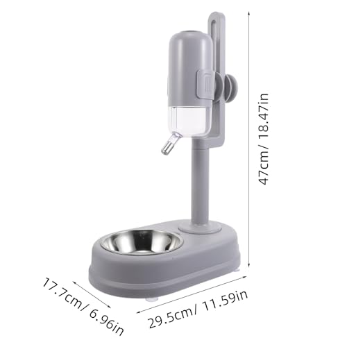 Image of POPETPOP Double Layer Pet Water and Food Dispenser with Automatic Rolling Ball, Stainless Steel No-Spill Hanging Feeder Bowl for Indoor Dogs and Cats