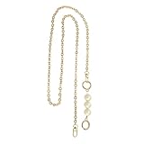 PATIKIL Nachahmung Perlenkette Tasche 130cm, Perlenbeutelkette Handtaschenkupplung Ersatz für DIY Handtasche Geldbörse Kupplung Handwerksfertigung, Hellgold