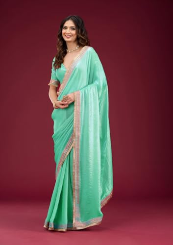 Image of Women's Designer Bollywood Soft Georgette Heavy Embroidery Sequins Work Sarees For Wedding With Blouse Piece