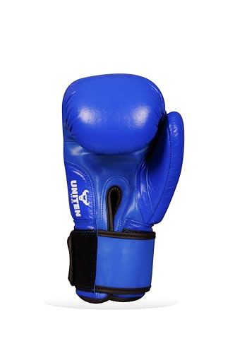Image of Indian Amateur Boxing Gloves | Leather Gloves | Unisex Boxing Gloves (Blue, 8 OZ)
