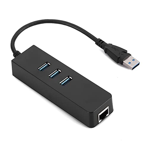 Ausla HUB-zu-RJ45-Ethernet-Konverter, USB 3.0-Adapter mit Intelligentem 3-Port-USB-Hub f&uuml;r Schnelle Daten&uuml;bertragung, Ideal f&uuml;r Laptops und PCs