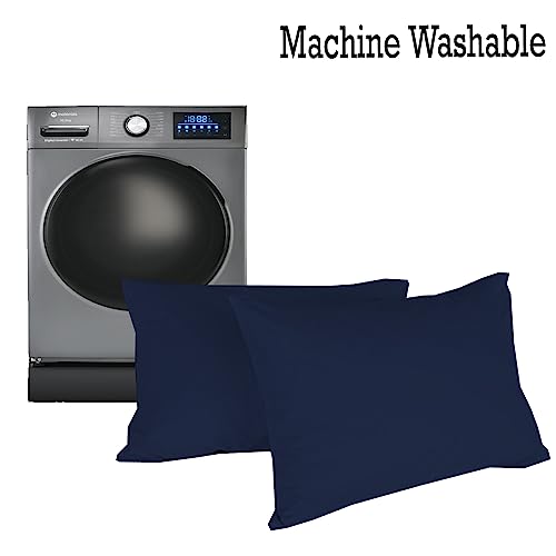 Image of Microfiber Pillow Set of 2 for Sleeping - 16x24 Inches, Navy Blue