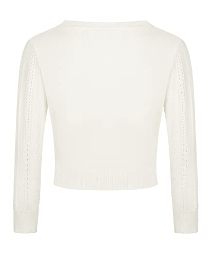 Mintlimit Women's Cardigans Shrugs For Dresses 3/4 Sleeve Cardigan V Neck Button Front Sweater Lightweight (White, Size M) #TOP2