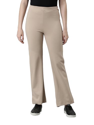 Image of GO COLORS Soft Cotton Stretch Flared Pant Full Length for Women| Breathable, High Rise