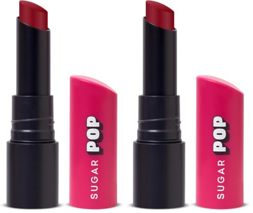 Image of SUGAR POP Ultrastay Transferproof Lipstick | 100% Transferproof | Waterproof Matte Lipstick | Vitamin E | 4 gm - 11 Maroon Magic (Pack of 2)