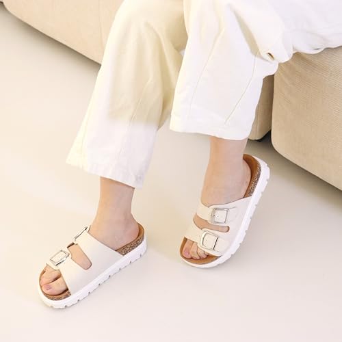 Women Platform Sandals, Arch Support Slides with Adjustable Buckle Straps, Open-Toe Wedge Chunky Sandals for Summer Size 5-102