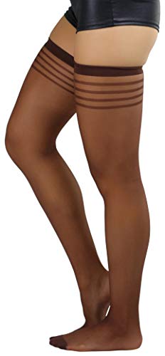 Image of ToBeInStyle Women's Pack of 6 Top Stripe Band Sheer Thigh High Stockings
