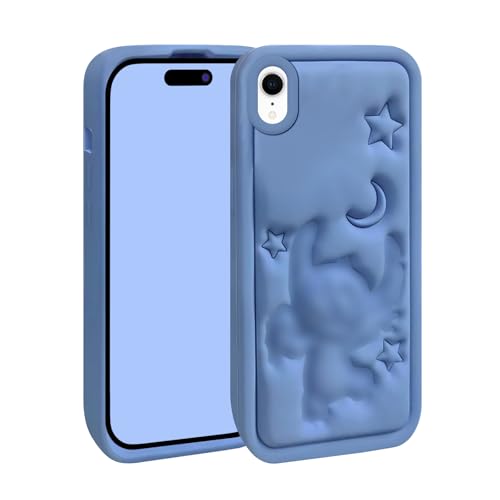 FINDWORLD Compatible with iPhone XR Case, Cute 3D Cartoon Unique Soft Silicone Cool Animal Anime Character Shockproof Anti-Bump Protector Boys Girls Cover Housing Skin Cases for iPhone XR 6.1“ Blue