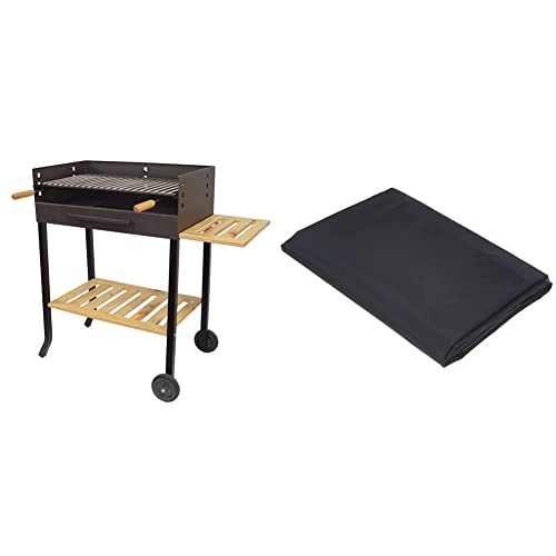 Imex El Zorro - Barbacoa Rústica Con Ruedas. El Zorro En Oferta Imex El Zorro 71450 71450-Barbacoa Con Ruedas Y Parrilla Inox, 88 X 68 X 40 Cm, Color Negro + Algon Aa237 Funda, Apta Para Barbacoas Rectangulares, Negro