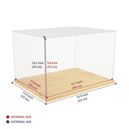 Image of Choowin Acrylic Display Case for Lego Hogwarts Castle 76419 for Lego Himeji Castle 21060, Thickened Clear Acrylic Display Cases for Collectibles, Assemble Dustproof Display Box with Door, Wood