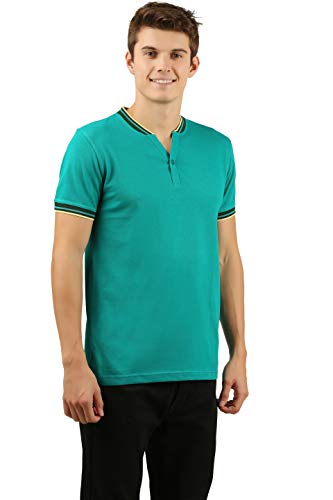 Image of Zebu Men's Half Sleeve Cotton Henley Neck Tshirt with bio wash (Pack of 1).
