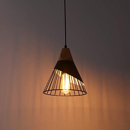 Mxsaoud CAN-CAOMAO Modern Black Pendant Light Over Kitchen Island, Adjustable Wood Hanging Light Fixture,Industrial Pendant Lighting thumb #7