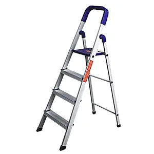 Homace 4 Step Home Pro Ladder Strong with Heavy Duty Durable and Foldable Aluminium Wide Ladder for Home Anti Non Skid Indoor Outdoor Use Smart Platform