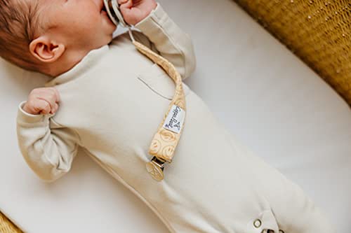 Image of Copper Pearl 3-Pack Pacifier Holders: Premium Knit Binky Clips for Baby Girls and Boys - Stylish Stainless Steel Design for Secure No-Drop Attachment