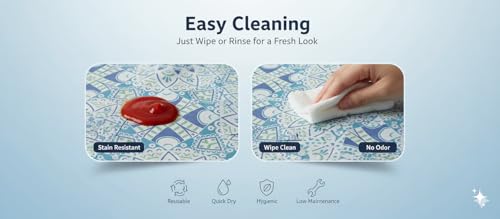 Image of Dribble EVA Shelf Liner Mat 45x500cm Roll | Non Slip Drawer & Cabinet Liner for Kitchen | Waterproof Oilproof Washable Fridge Mat | Anti Skid Cupboard Wardrobe Multipurpose Mat (Blue Mandala Art)