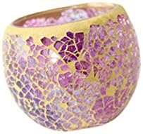 Uonlytech Mosaic Glass Candlestick holders Crystal Candle light Tea Light Holder Centerpiece Candle Cup for Dinner Wedding (Random Style)