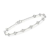 Ross-Simons 1.00 ct. t.w. Bezel-Set Diamond Station Bracelet in 14kt White Gold. 7 inches