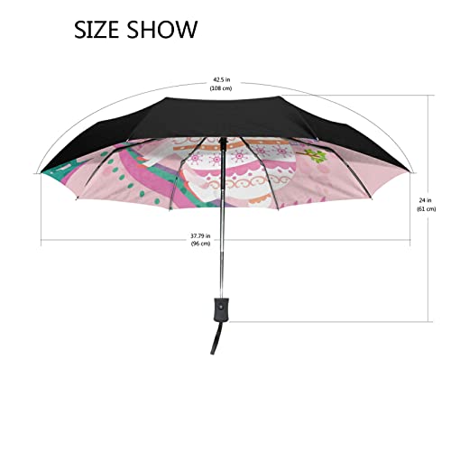Parapluie automatique protection UV pliant coupe-vent rose lapin
