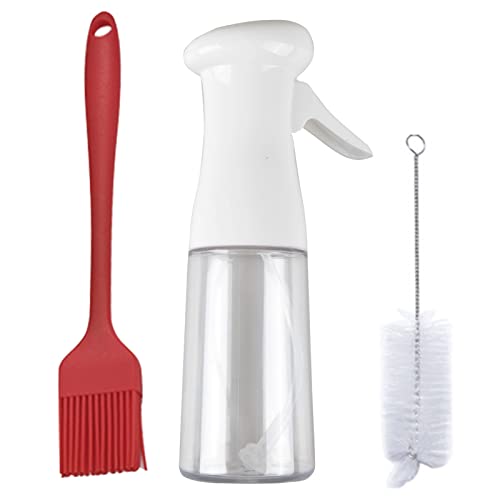 Pulverizador de aceite de plástico de 200 ml, dispensador de aceite con cepillos, botella de spray recargable portátil para vinagre, cocina, vino, salsa de soja, cocinar, hornear, asar