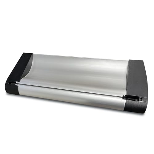 MetCrafted Desktop Metal Slide Paper Cutter - 18-Inch Heavy-Duty Tabletop Dispenser for Craft, Wrapping, Art Papers & Butcher Rolls - Made in The USA Straight Cut Sliding Paper Cutter, Black & Grey