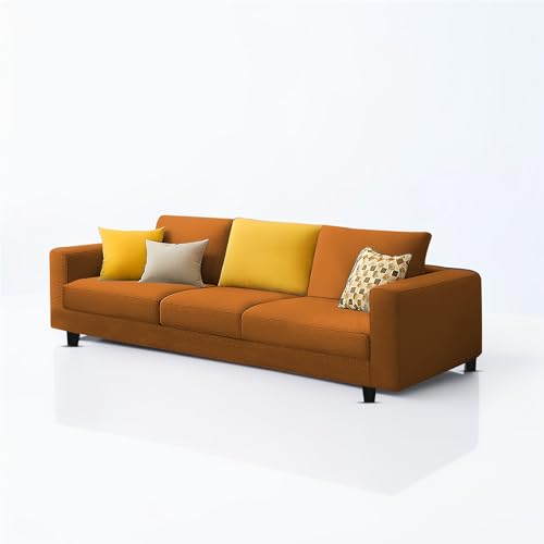 Image of Galib 3 Seater Sofa Set for Living Room (Orange Fabric) Premium Fabric Sofa Set