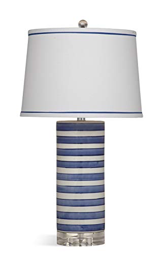 Bassett Mirror L3236TEC Ceramic Regatta Stripe Table Lamp, Blue and White