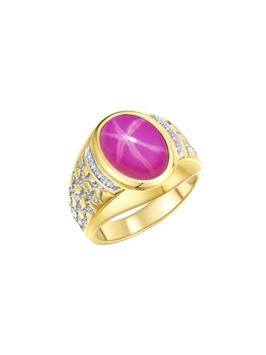 Rylos Men's Nugget Ring in Yellow Gold Plated Silver Cabochon Gemstone and Diamonds in Sizes 8-13.3