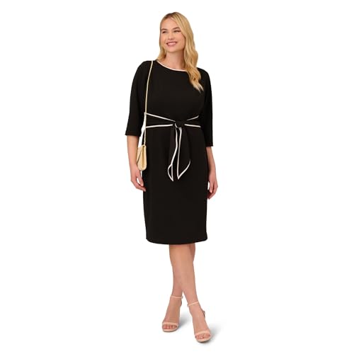 Image of Adrianna Papell Tipped Crepe Tie Dress