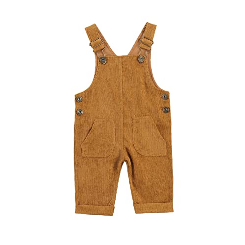 Image of Arvbitana Newborn Baby Boy Girl Summer One Piece Button Suspender Overalls Jumpsuit Sleeveless Plain Romper Outfit Bib Pants