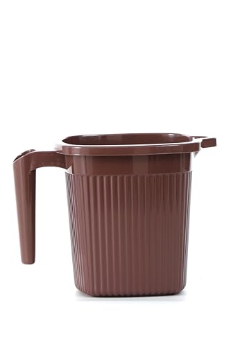 Image of Strong Plastic Bucket Mug Bathroom Set of 2 for Kitchen & Bathroom (25L Bucket,1.5L Mug) (Dark Brown)