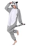 BDZaigozaiwu Raccoon Onesie Adult Costume Unisex Christmas Zipper Pajamas Animal Cosplay One Piece Homewear For Women Men Grey