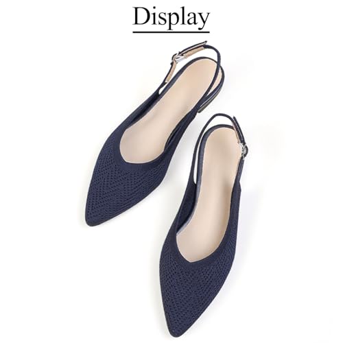Slingback Flats For Women Pointed Toe Knit Ballet Flats Comfortable Breathable Adjustable Ankle Buckle Dressy Flats For Party Prom Dance4