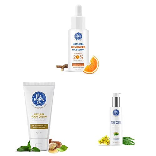Image of The Moms Co. Natural Advanced Face Serum &The Moms Co. Foot Cream, 50 g&The Moms Co. Natural Vita Rich Face Wash