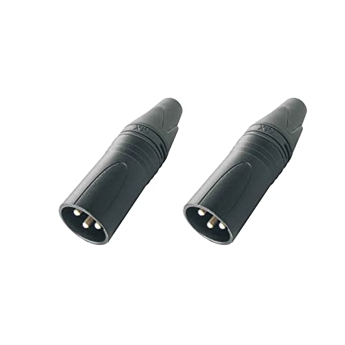 Image of MX 3 Pin XLR connector Microphone Connector pin Pure Copper Nickel Plated Pins1 for High Conductivity microphone cable connector PERENT (3 PIN BLACK COATING, Pack of 2, Male Connector)