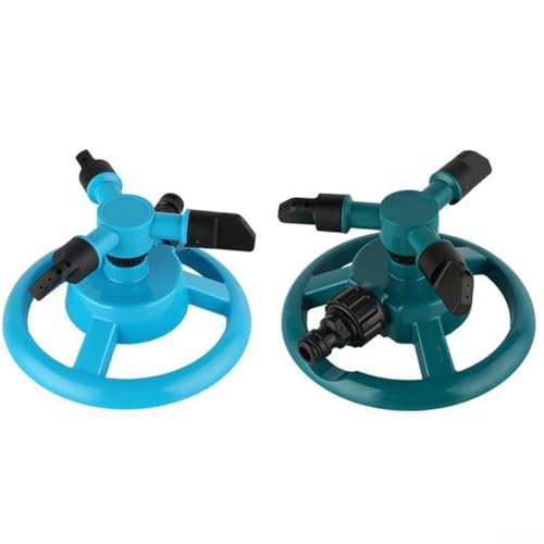 Lot de 2 têtes d'arrosage automatiques pour arrosage de pelouse de jardin, motifs de pulvérisation réglables, installation facile, construction ABS + PP, efficacité en eau, bleu et vert, 9 x 16 cm