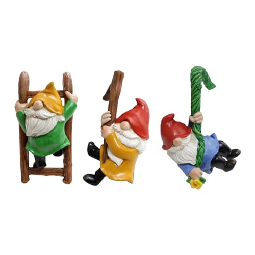 Honiweer 3 peças de gnomos de escalada para decoração ao ar livre para quintal, estátua de gnomos, a
