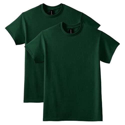 Gildan Unisex Adult Dryblend T-shirt, Style G8000, Multipack, Forest Green (2-pack), X-Large US