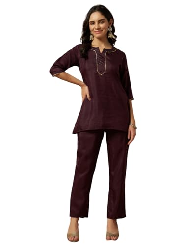 Image of Women Printed 2-Piece Silkblend Kurta & Pants Set