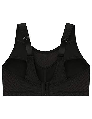 Glamorise Elite Performance Full Figure Wirefree Camisole Plus Size Back Close Sports Bra #1067 Black