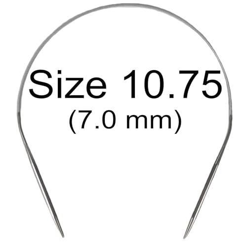 Image of Size 10.75 Stainless Steel Circular Knitting Needles 16 Inch 7 mm Set Round Metal (Silver, 16 inch-10.75-(7mm))