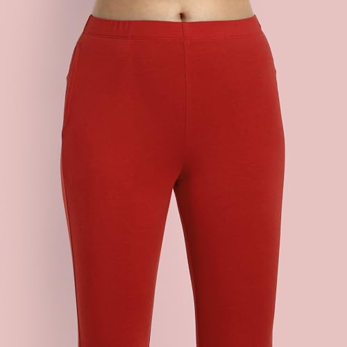 Image of ONE SKY Women Ankle Length Leggings | Premium Cotton Modal Spandex Blend | High Waist Stretchable & Bio-Washed Fabric | Colour-Lock | Ethnic Leggings for Women