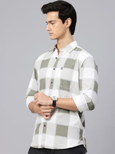 Image of Majestic Man Stylish Slim Fit Cotton Spread Collar Checked Casual Shirt